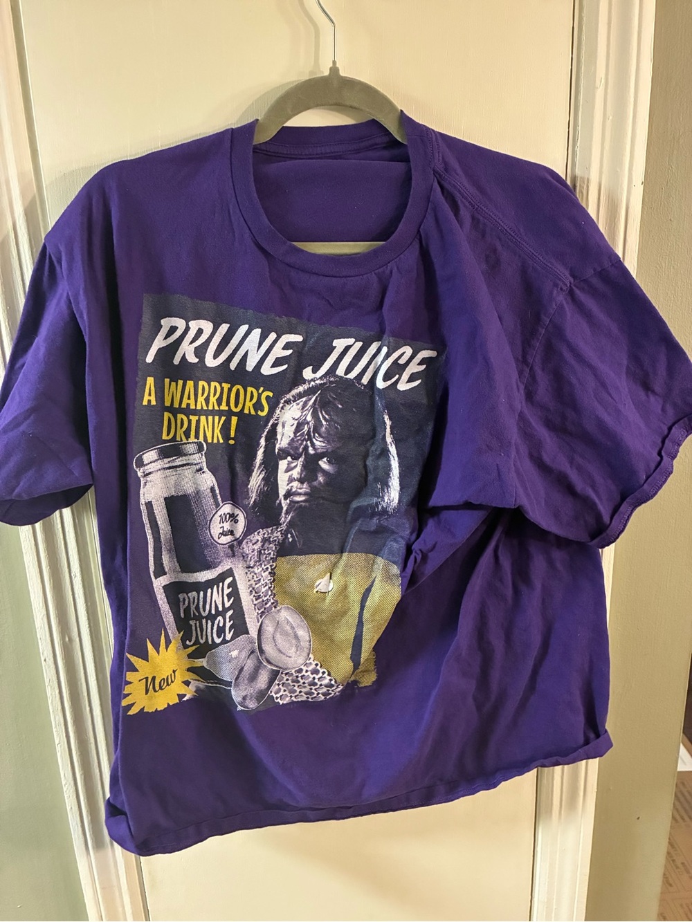 Men's Short Sleeve T-Shirt Worf Star Trek Prune Juice Warriors Drink Size L